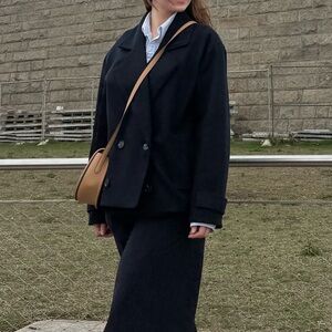 Pull&Bear Black Double-Breasted Jacket